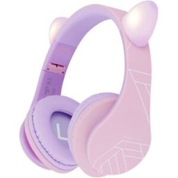 Auscultadores Infantil P2 c/ Orelhas (Roxo/Rosa) - POWERLOCUS