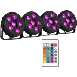 Pack 4x Projector "3-EM-1" LED PAR Comet M06 Party 6x LED´s RGB c/ Comando - FUZZIX
