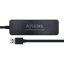 HUB USB 3.0 4 Portas (USB 3.2 Gen 1 (3.1 Gen 1) Type-A 5000 Mbit/s (Preto) - AISENS