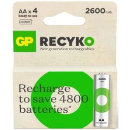 Blister 4 Pilhas Recarregáveis 1,2V 2600mAh ReCyko+ Ni-Mh - AA - GP