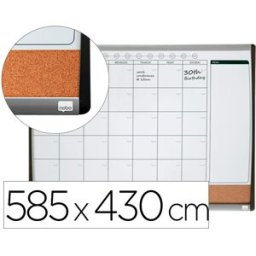 Planificador Mensal Nobo Magnetico + Tabuleiro De Cortica Horizontal Com Moldura Arqueada - NOBO