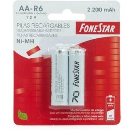 Blister 2 Pilhas Recarregáveis Ni-MH AA R6 2200mAh - FONESTAR