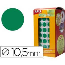 Etiquetas Auto Adesivas Apli Circulares 10,5mm Verde em Rolo