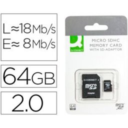 Cartão Memória MicroSD 64GB (CLASS 10) c/ Adaptador SD - Q-CONNECT