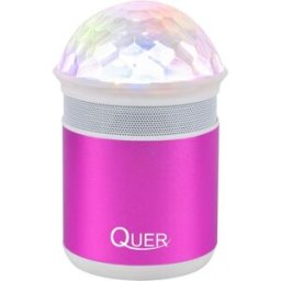 Coluna Mini Portátil LEDs Efeitos RGB c/ Leitor FM, USB, MiniSD, MP3, Bluetooth (Rosa) - QUER
