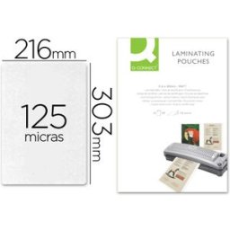Bolsa de Plastificar Q-Connect 303 X 216 mm 125 Microns Din A4 Mate Sem Reflexos (100 Unidades)