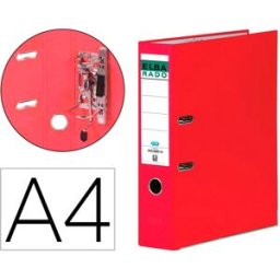 Pasta De Arquivo De Alavanca Chic Cartao Forrado Pvc Com Rado Din A4 Lombada 80 Mm Vermelho - ELBA