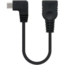Cabo Adaptador OTG Micro-USB B Macho 90º - USB A Fêmea (15cm) - Nanocable