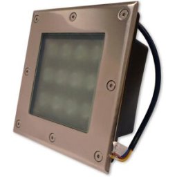Projector LED Quadrado Inox p/ Encastrar IP67 220V AC 12W Branco F. 6000K