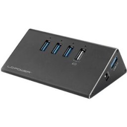 Hub USB A 3.0 - 3x USB A 3.0 + USB A p/ Carregamento (Preto) - LC-POWER
