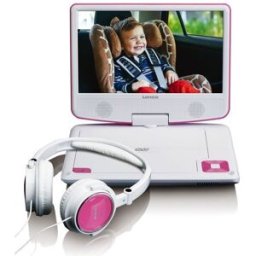 Leitor de DVD Portátil + Auscultadores DVP 910 9" (Rosa) - LENCO