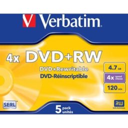 CD/DVD+RW Matt Silver 4.7 GB (5 peças) - VERBATIM