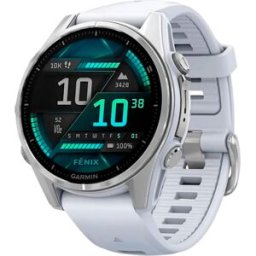 Smartwatch Fenix 8 43mm Amoled Prateado c/ Bracelete Branco Pedra em Silicone - GARMIN