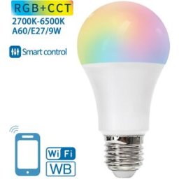 AIGOSTAR Lâmpada LED Inteligente E27 A60 Smart Wi-Fi 220V 9W RGB + 2700K ~ 6500K 806Lm