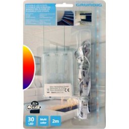 Fita 30 LEDs Flexíveis 2mts c/ Interruptor (a pilhas) Multicor - GRUNDIG