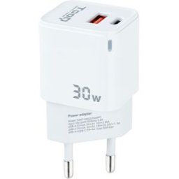 Carregador Universal USB-C/PD + USB-A/QC 30W (Branco) - TOOQ