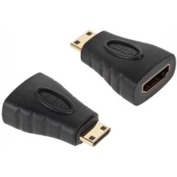 Ficha Adaptadora HDMI Fêmea - Mini HDMI Macho Dourado