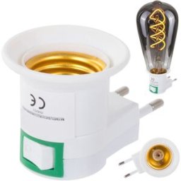 Suporte de Lampada E27 c/ Interruptor ON-OFF p/ Ficha Macho 230V (Branco)