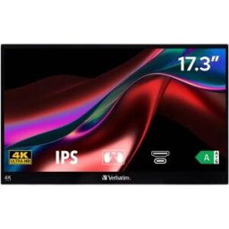 Monitor Portátil Touch IPS 17,3" PMT-17 4K Ultra HD (Preto) - VERBATIM