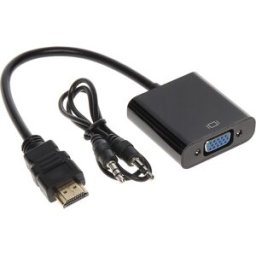 Conversor HDMI Macho -> VGA Femea + Audio (Jack 3,5mm)