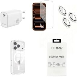Pack 1x Capa + 1x Carregador + 3x Protetor Câmara + 1x Película Ecrã p/ iPhone 17 Pro - INMOVE