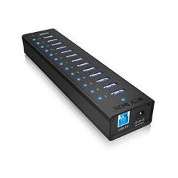 Hub USB B - 13x USB A + USB Carregamento (Preto) - ICY BOX