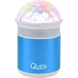 Coluna Mini Portátil LEDs Efeitos RGB c/ Leitor FM, USB, MiniSD, MP3, Bluetooth (Azul) - QUER
