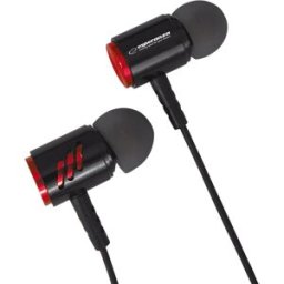 Auriculares Stereo c/ Fios e Microfone (Preto/Vermelho) - ESPERANZA