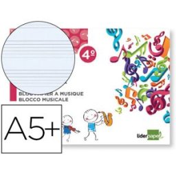LIDERPAPEL Caderno de Musica Pentagrama 5mm Quarto 20F 100g/m2 Agrafado