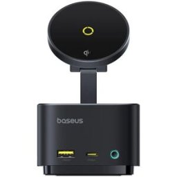 Hub USB-C "7-EM-1" MagPro Series II c/ Carregamento Magnético Qi2 15W (Preto) - BASEUS