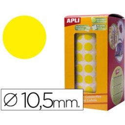 Etiquetas Auto Adesivas Apli Circulares 10,5mm Amarelo em Rolo