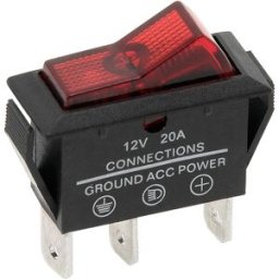 Interruptor Estreito Luminoso OFF-ON 20A/12V (2 Polos / 3 Pinos)