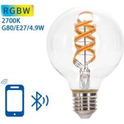AIGOSTAR Lâmpada LED Inteligente E27 G80 Filamento Mesh Bluetooth 4,9W 2700K 470Lm (Transparente)