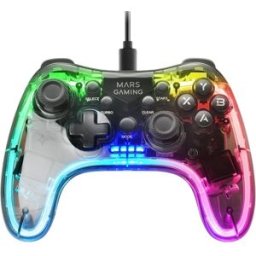 MARS-GAMING Comando Gamepad MGPC Neon RGB Dual Haptic PC/PS3/Mac/Switch (Transparente) - MARS GAMING