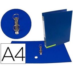 LIDERPAPEL Pasta de Arquivo Cor System Cartão Forrado A4 2 Aneis 25mm Mistos Lombada 40mm s/Caixa Azul