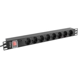 Extensão p/ Rack 8 Tomadas c/ Interruptor 1U (Preto) - LANBERG
