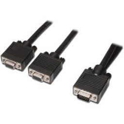 Cabo de Vídeo VGA Macho - 2x SVGA Fêmea (45cm) - AISENS