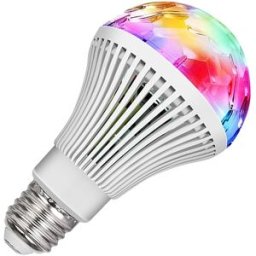 Lampada LED RGB E27 3W c/ Efeito de Luz Rotativo