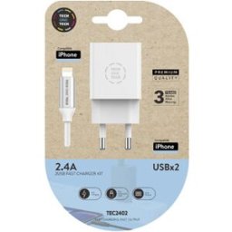 Carregador Duplo 2.4A Micro-USB c/ Cabo 1m - TECH ON TECH