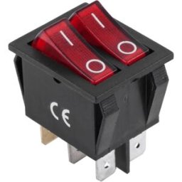 Interruptor Duplo Luminoso ON-OFF 250V/15A - Vermelho