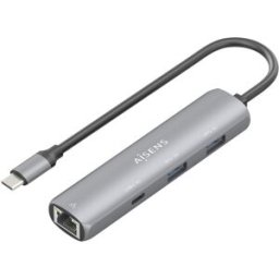 Hub USB-C "4-EM-1" (USB-A/2x USB-C/RJ45) - AISENS