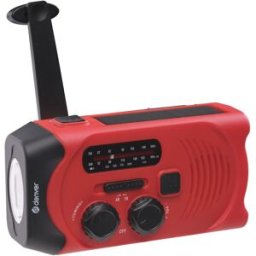 Rádio Solar Portátil c/ Manivela SCR-2010 (Vermelho) - DENVER
