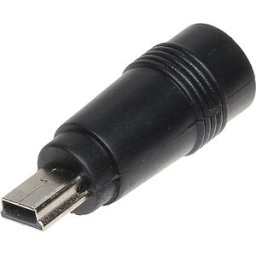 Ficha Adaptadora Mini USB B Macho -> DC Femea 2,1/5,5mm