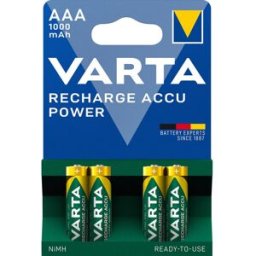 Blister 4 Pilhas Recarregáveis AAA 1,2V 1000mAh - VARTA
