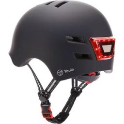 Capacete c/ LED Dianteiro e Traseiro (Preto) - YOUIN