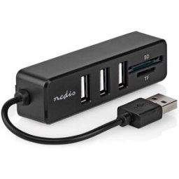 HUB USB2.0 3 Portas c/ Leitor Cartões SD/microSD - NEDIS
