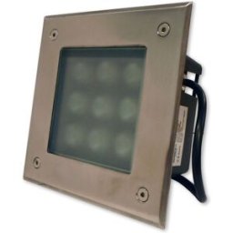 Projector LED Quadrado Inox p/ Encastrar IP67 220V AC 9W Branco F. 6000K