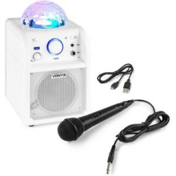 Coluna Portátil 50W Bluetooth c/ Microfone c/ Efeitos de LED RGB (Branco) SBS50W - VONYX