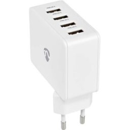 Carregador Universal 4x USB-A Carregamento Rápido 24W (Branco) - NEDIS