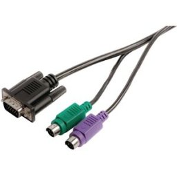 Cabo VGA Macho + 2x PS2 Macho - VGA Femea + 2x PS2 Macho (2 mts)